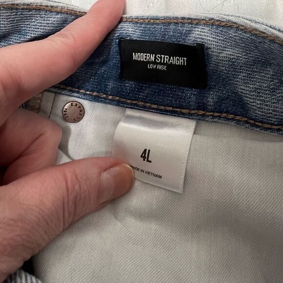 Express modern straight distressed 4 long low rise jeans denim - Picture 2 of 9